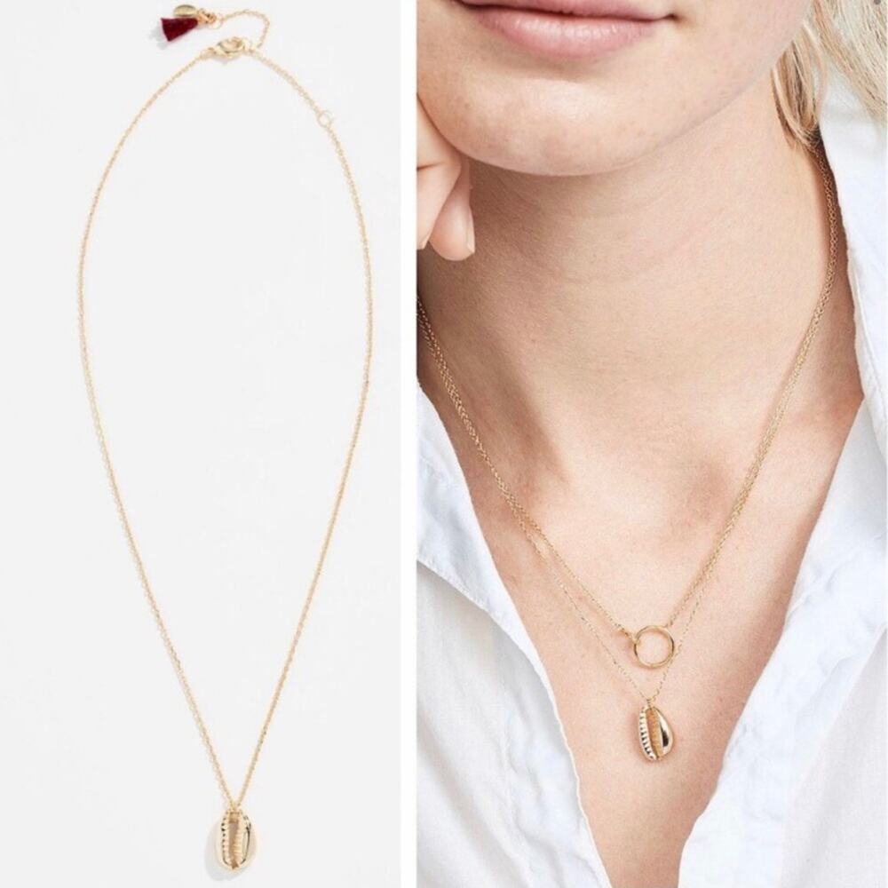 Revolve SHASHI Gold Cowrie Shell Dainty Gold Chain Pendant Necklace, Layering